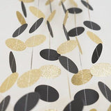 Black and Gold Glitter Circle Polka Dots Paper Garland 10 FT Banner Party Decor- Le Petit Pain