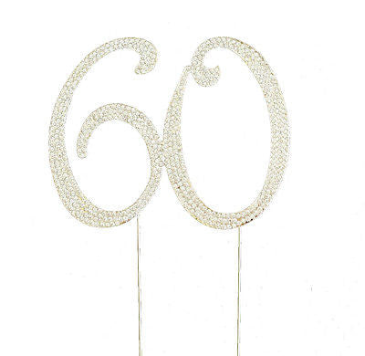 60th Birthday Crystal Rhinestone Cake Topper 60 Birthday Party Monogram - le petit pain