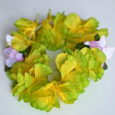Premium Green Hawaiian Crown Lei Headband Paradise Petunia with Orchids Boho- Le Petit Pain