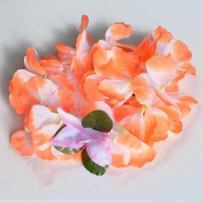 Premium Orange Hawaiian Crown Lei Headband Paradise Petunia with Orchids Boho- Le Petit Pain