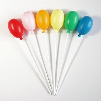 12 Rainbow Balloon Picks 6" Cupcake Cake Toppers Appetizer Picks Birthday Ideas - le petit pain