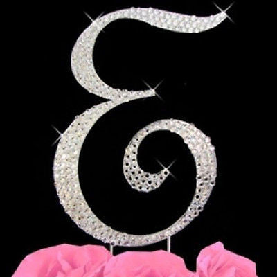 Silver Letter Initial E Birthday Crystal Rhinestone Cake Topper E Party Monogram- Le Petit Pain