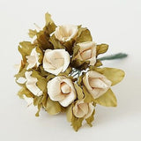 24 Rustic Paper Roses Flowers Bouquet Burgundy Ivory Pink Peach Wedding Crafts - le petit pain