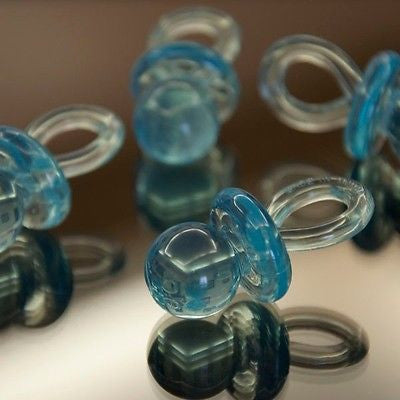8 Baby Blue Pacifiers 1 3/4" Plastic Favors Blue Binky Baby Shower Game Favors - le petit pain