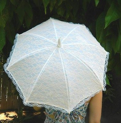 Vintage Style Peach Lace Small Wedding Parasol Umbrellas Country Chic Photo Prop- Le Petit Pain