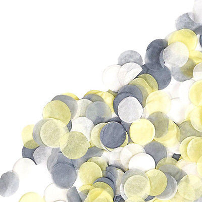 Gray Yellow White Tissue Paper Circle Confetti Party Decoration Grey Party Favor- Le Petit Pain