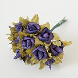 24 Rustic Wedding Paper Roses Flowers Bouquet White Violet Lavender Yellow - le petit pain