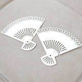 20 White Paper Fans Wedding Place Card Holder Glass Favor Laser Cut Name Card - le petit pain