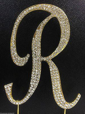 Gold Letter Initial R Birthday Crystal Rhinestone Cake Topper R Party Monogram- Le Petit Pain