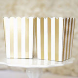 10 Gold and White Stripes Popcorn Favor Boxes Bridal Baby Shower to Pop - le petit pain