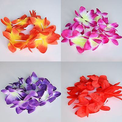 2 Hawaiian Orchid Crown Lei Flower Lei Pink Purple Red Orange Violet Luau - le petit pain