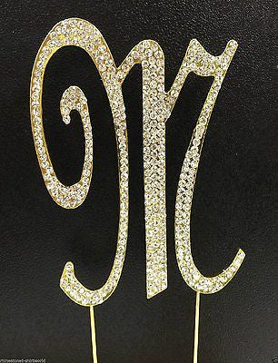 Gold Letter Initial M Birthday Crystal Rhinestone Cake Topper M Party Monogram- Le Petit Pain
