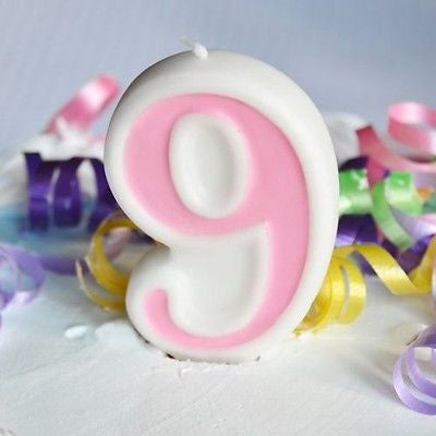 Pink 9 Number Candle White Premium Birthday Candle- Le Petit Pain