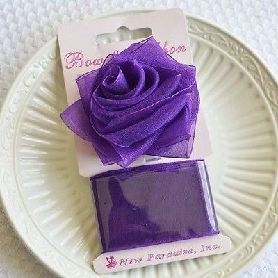 Purple Rose Bow and Ribbon Easy Clip On Present Gift Bow Christmas Gift Wrap- Le Petit Pain