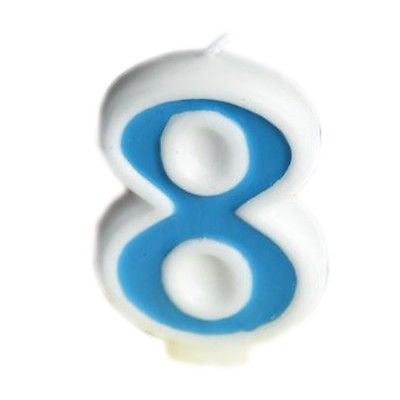Blue Numeral 8 Number Candle White Premium Birthday Candle- Le Petit Pain