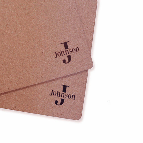 Custom Personalized Initials Name Monogram Dinner Place Mats Cork Set of 2