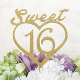Sweet 16 Script Gold Glitter Acrylic Heart Birthday Cake Topper Party Decoration- Le Petit Pain