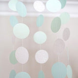 Pearl White Mint Green Blue Circle Dots Paper Garland 10 Ft Party Home Decor- Le Petit Pain