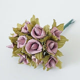 24 Rustic Wedding Paper Roses Flowers Bouquet White Violet Lavender Yellow - le petit pain