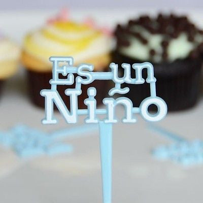 12 Blue Es Un Nino Cupcake Picks for Baby Shower Its a boy - le petit pain