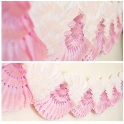 Pink and White Double Fan Paper Garland 12 Ft Long- Le Petit Pain