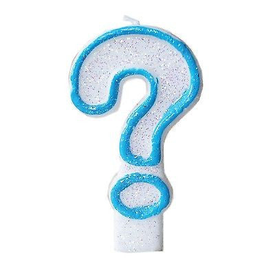Blue Glitter Question Mark ? Number Candle White Premium Birthday Candle- Le Petit Pain