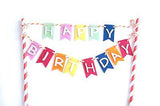 Rainbow Happy Birthday Banner Garland Birthday Cake Topper Party Decoration- Le Petit Pain