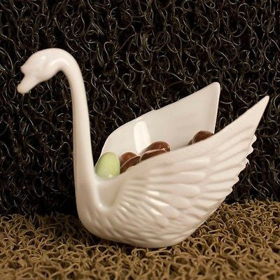 12 Beautiful White Swan Wedding Favors Candy Dish Containers 3" - le petit pain