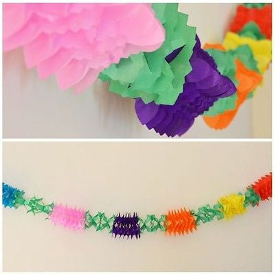 Fancy Flower Multicolor Rainbow Paper Garland 12 Ft long 3D- Le Petit Pain