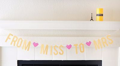 Pink and Gold From Miss to Mrs Bridal Shower Bachelorette Banner Photo Prop- Le Petit Pain