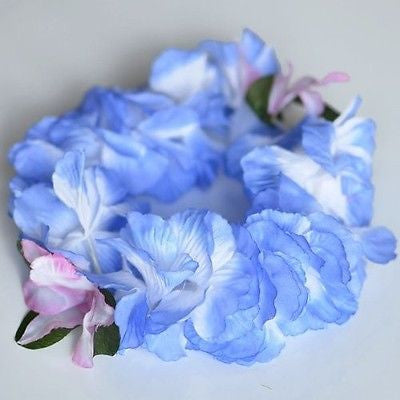 Premium Blue Hawaiian Crown Lei Headband Paradise Petunia with Orchids Boho- Le Petit Pain