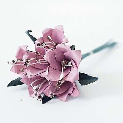 12 Paper Trumpet Flowers Bouquet Ivory Pink Beige Peach Lavender Crafts Wedding