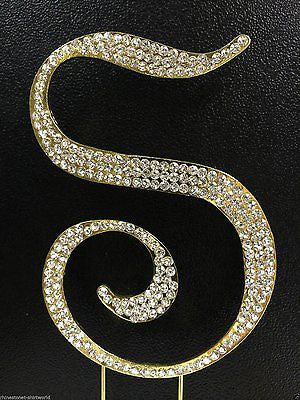 Gold Letter Initial S Birthday Crystal Rhinestone Cake Topper S Party Monogram- Le Petit Pain