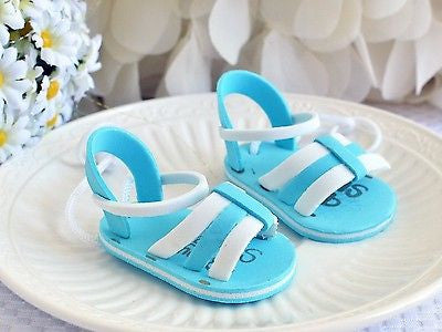 2 Baby Shower Blue Mini Sandals EVA Boy Shoes 2.5" Beach baby 1 pair - le petit pain