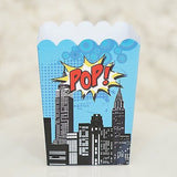 Superhero Popcorn Favor Boxes Batman Superman Theme Red & Blue- Le Petit Pain