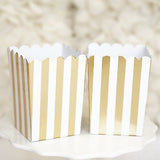 10 Gold and White Stripes Popcorn Favor Boxes Bridal Baby Shower to Pop - le petit pain