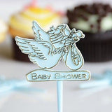 20 Count Blue Stork Baby Cake Cupcake Pick Baby Shower Pick Boy Gender Reveal - le petit pain