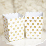 10 Gold and White Polka Dot Popcorn Favor Boxes Bridal Baby Shower to Pop Gold Foil - le petit pain
