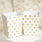 10 Gold and White Polka Dot Popcorn Favor Boxes Bridal Baby Shower to Pop Gold Foil - le petit pain