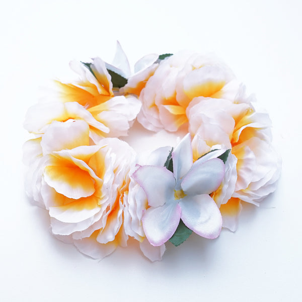 Premium White Hawaiian Crown Lei Headband Paradise Petunia with Orchids Boho- Le Petit Pain