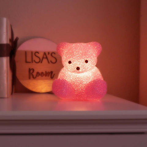 Vintage Light Up Pink Teddy Bear Girls Room Lamp
