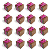 20 Rose Print Brown Favor Boxes with Magenta Gem Butterfly Ribbon