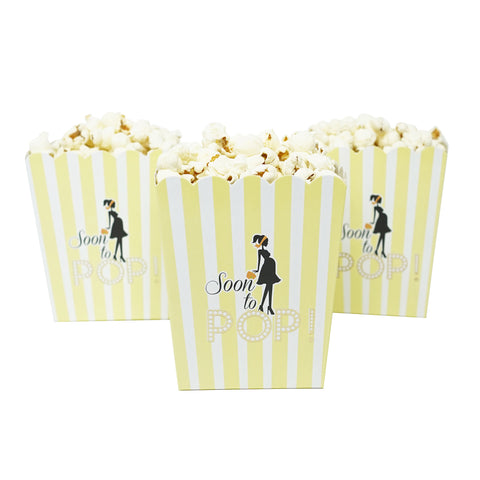 Soon To Pop Yellow Baby Shower Popcorn Favor Box-Set of 20- Le Petit Pain
