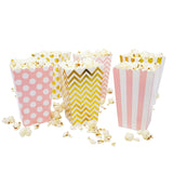 36 Pink Gold Polka Dot Stripe Chevron Mini Popcorn Candy Party Favor Boxes - le petit pain