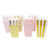 36 Pink Gold Polka Dot Stripe Chevron Mini Popcorn Candy Party Favor Boxes - le petit pain