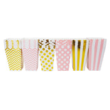 36 Pink Gold Polka Dot Stripe Chevron Mini Popcorn Candy Party Favor Boxes - le petit pain