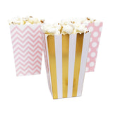 36 Pink Gold Polka Dot Stripe Chevron Mini Popcorn Candy Party Favor Boxes - le petit pain