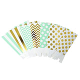 36 Mint Gold Polka Dot Stripe Chevron Mini Popcorn Candy Party Favor Boxes - le petit pain