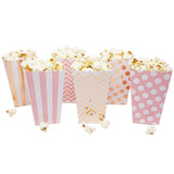 36 Rose Gold Pink White Polka Dot Stripe Chevron Mini Popcorn Party Favor Boxes