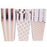 36 Rose Gold White Polka Dot Stripe Chevron Mini Popcorn Party Favor Boxes